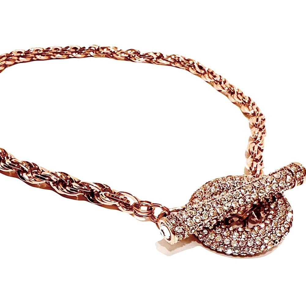 INC. Pave Crystal Rose Gold Oversized Toggle Bib Necklace NWT​ - Picture 4 of 9